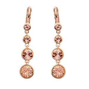 BELIEVE BY BRILLIANCE ROSE GOLD CRYSTAL DROP 14K GOLD FLASH PLATED EARRI…